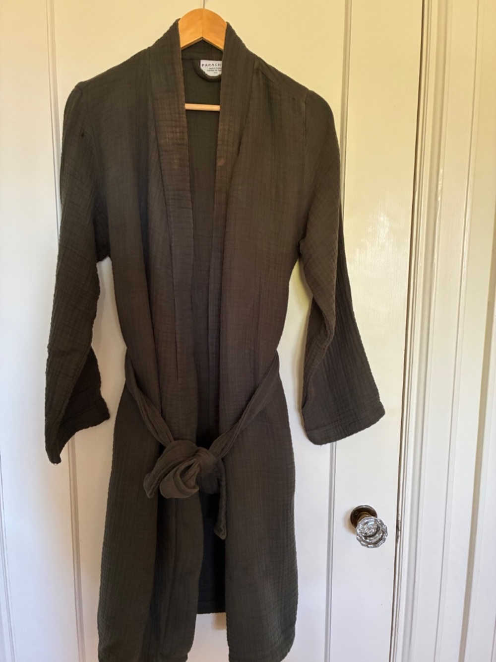 Parachute Cloud Cotton Robe Olive Moss Green Gauze Turkish Cotton S / P Flaw